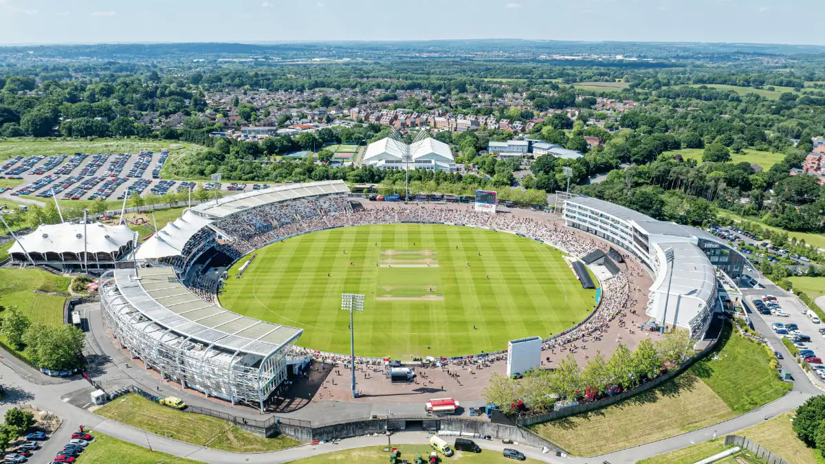 Aerial view of the Utilita Bowl on a match day